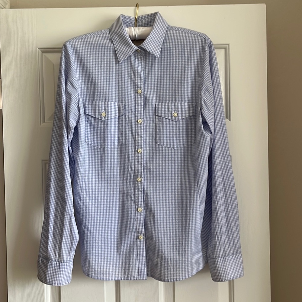 Banana Republic Soft Wash Blouse-Light Blue tight check Size: M